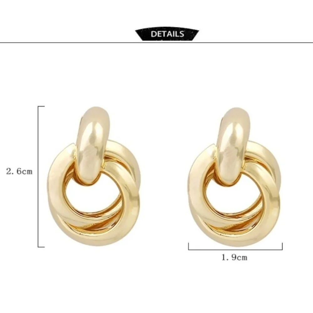 Gold Twisted Earrings - Picture 2 of 4